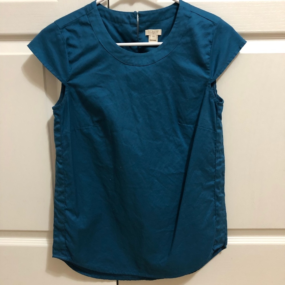 J Crew Deep Turquoise Cap Sleeve Blouse